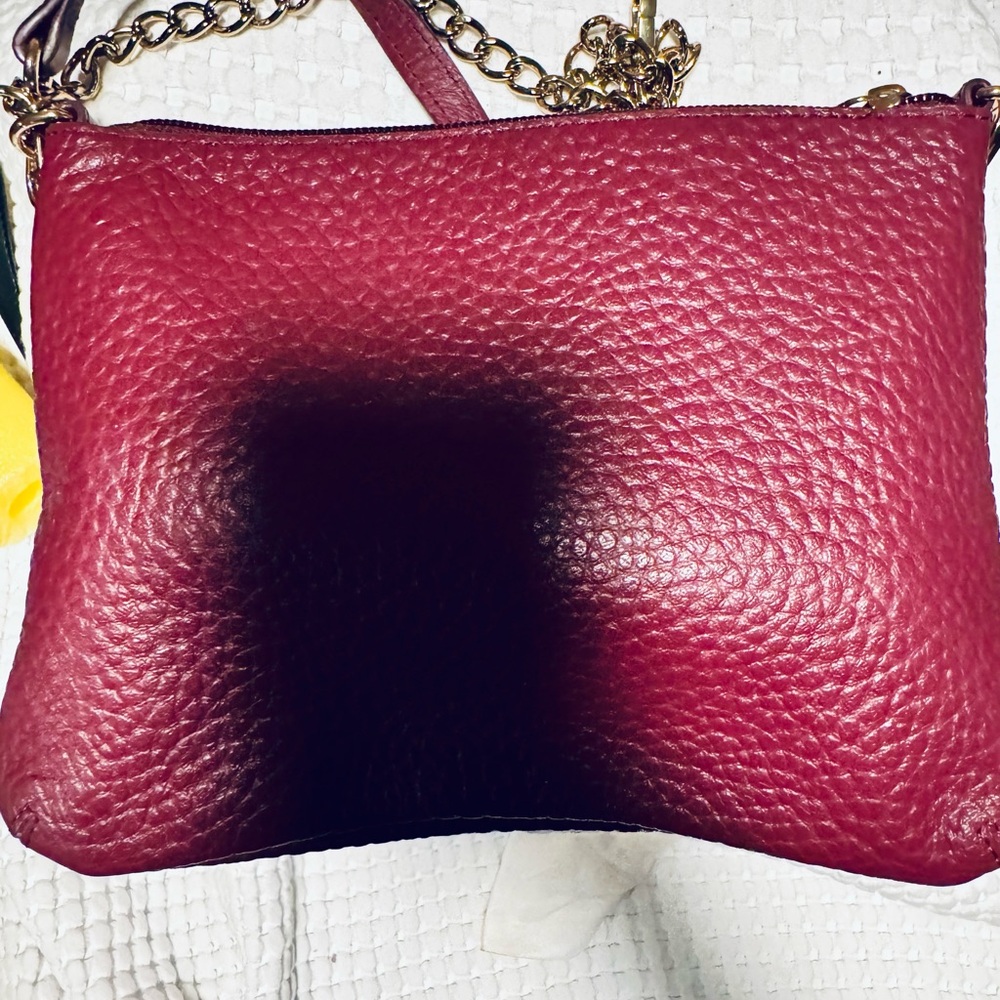 New Lotus Crossbody medium Mulberry Gold, hardware zipper closure 22 inch strap - Picture 4 of 5